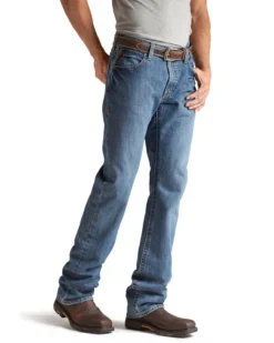 Ariat Men's FR M4 Medium Wash Relaxed Basic Bootcut Jeans -Western Cowboy Clothing 086839 7030 P2