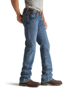 Ariat Men's FR M4 Medium Wash Relaxed Basic Bootcut Jeans -Western Cowboy Clothing 086839 7030 P3