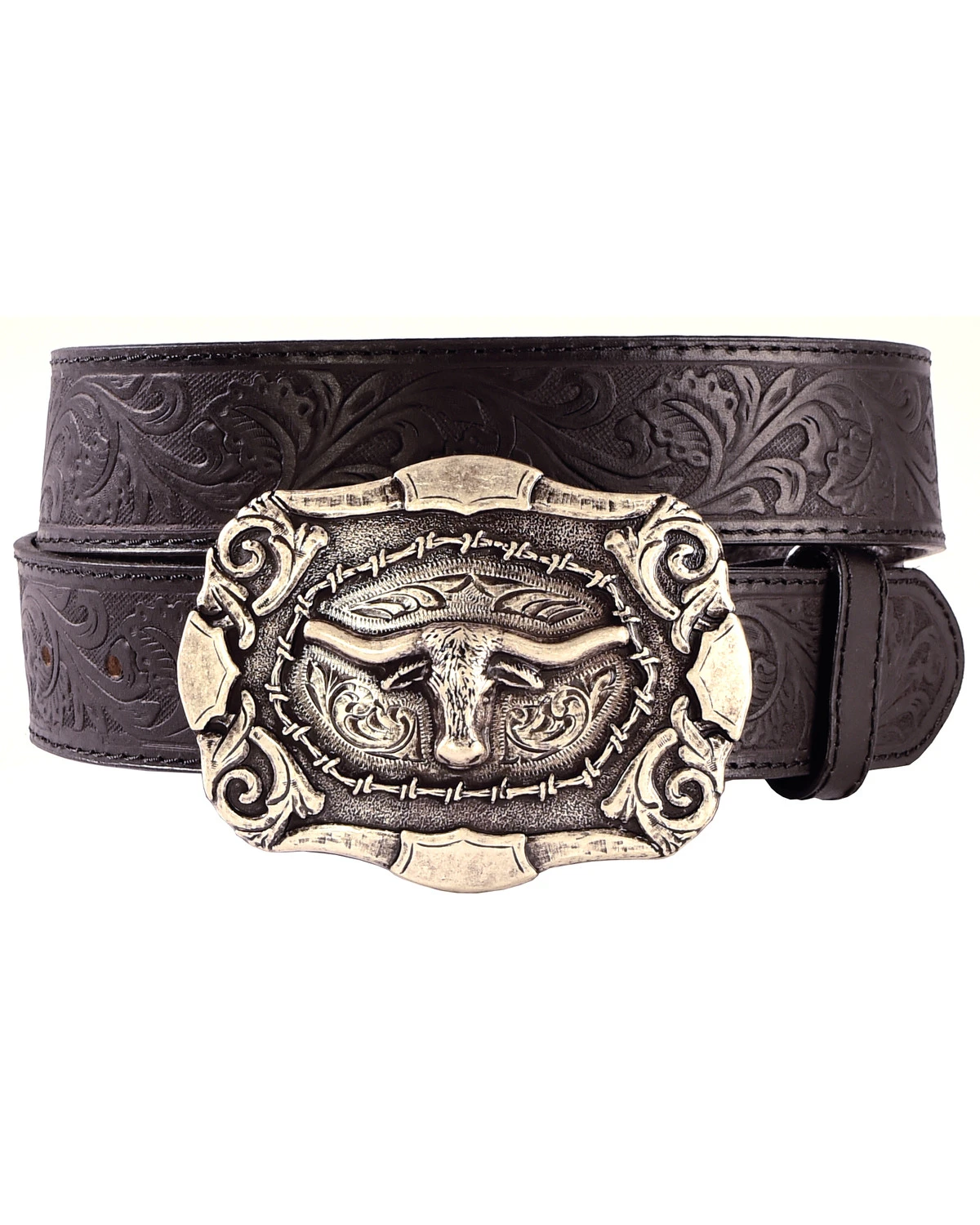 AndWest Men's Western Tooled Longhorn Belt 1 AndWest Men's Western Tooled Longhorn Belt