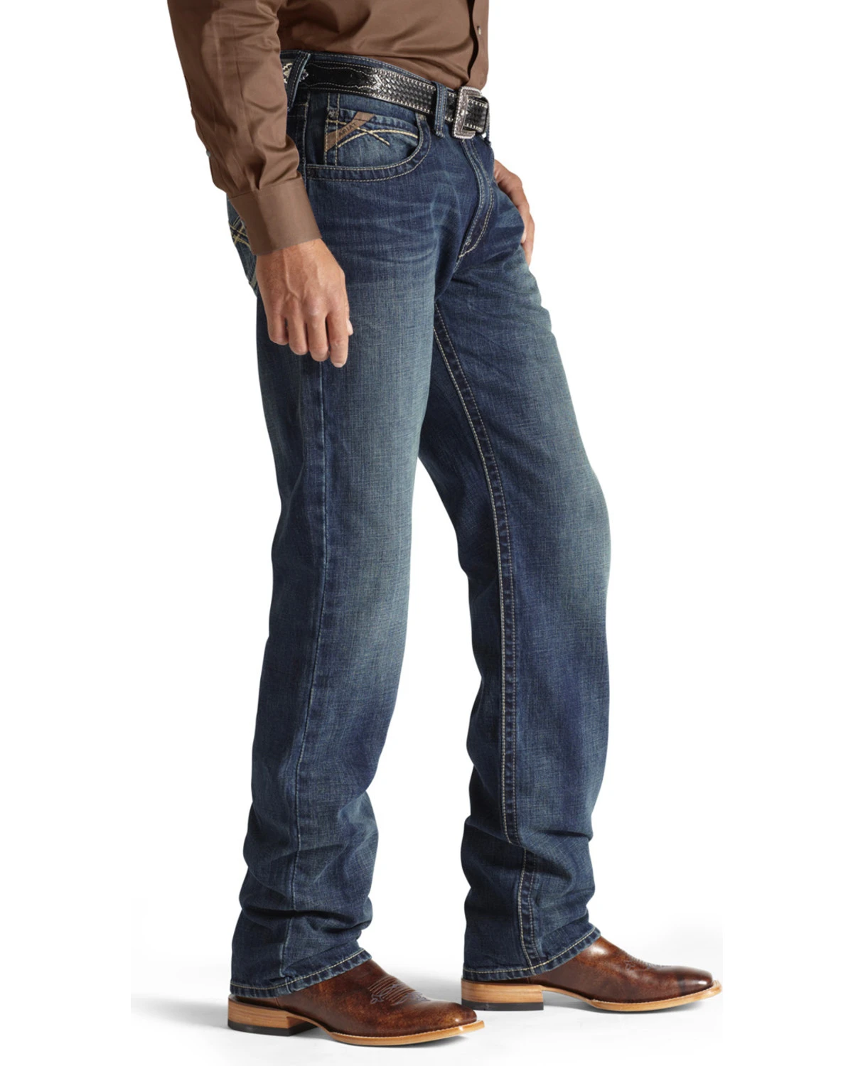 Ariat Men's Blue M3 Multi-Stitch Storm Jeans - Straight Leg 2 Ariat Men's Blue M3 Multi-Stitch Storm Jeans - Straight Leg - Image 2