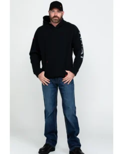 Ariat Men's FR Primo Fleece Logo Hooded Work Sweatshirt -Western Cowboy Clothing 2000281952 001 P6