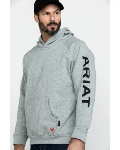 Ariat Men's FR Primo Fleece Logo Hooded Work Sweatshirt - Tall