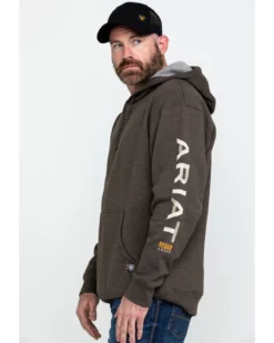Ariat Men's Heather Bark Rebar Graphic Work Hooded Sweatshirt -Western Cowboy Clothing 2000282124 234 P3