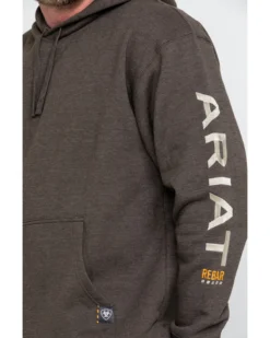 Ariat Men's Heather Bark Rebar Graphic Work Hooded Sweatshirt -Western Cowboy Clothing 2000282124 234 P4