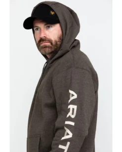 Ariat Men's Heather Bark Rebar Graphic Work Hooded Sweatshirt -Western Cowboy Clothing 2000282124 234 P5