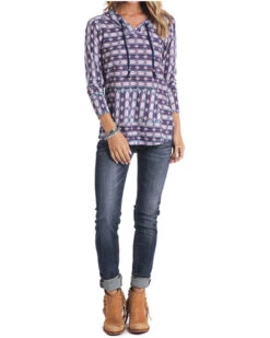 White Label By Panhandle Women's Southwestern Pullover Hoodie - Plus