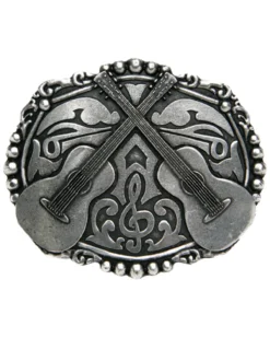 AndWest Antique Silver Crossed Guitars