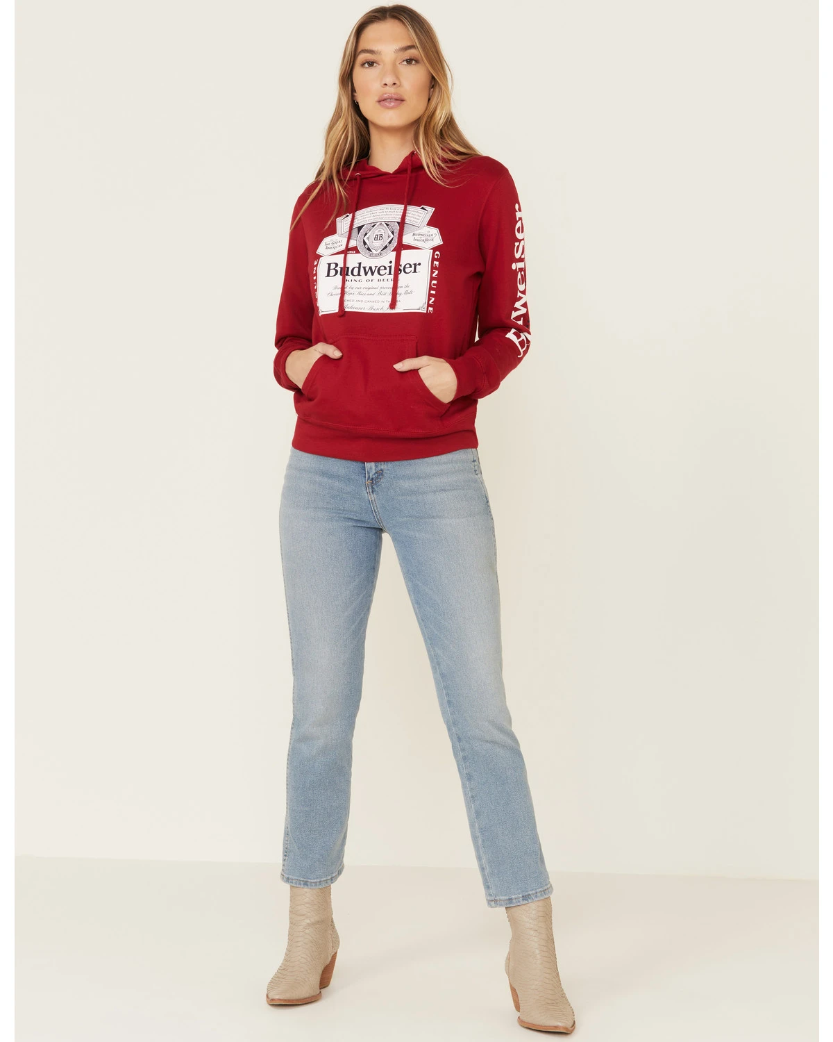 Brew City Beer Gear Women's Budweiser Graphic Hooded Sweatshirt 2 Brew City Beer Gear Women's Budweiser Graphic Hooded Sweatshirt - Image 2