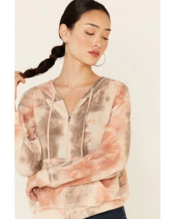 Wild Moss Women's Blushed Tie-Dye Zip Hooded Jacket -Western Cowboy Clothing 2000337634 681 P3
