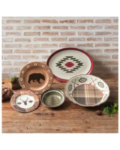 HiEnd Accents Southwestern Bear 14pc Melamine Dinnerware Set