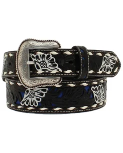 Nocona Men's Floral Pierced Underlay Western Belt