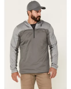Browning Men's Gray Hayes 1/4 Zip Front Hooded Pullover