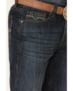 Rock & Roll Denim Men's Double Barrel Dark Wash Stretch Relaxed Straight Jeans -Western Cowboy Clothing 2000345207 400 P3