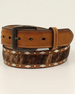 Moonshine Spirit Men's Hair-On Diamond Studded Western Belt