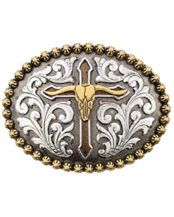 Cody James Men's Steer Skull With Cross Belt Buckle
