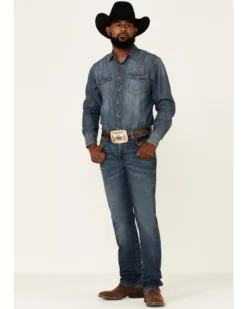 Wrangler Retro Men's Mauney Dark Wash Stretch Slim Straight Jeans - Long