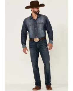 Rock & Roll Denim Men's Hooey Dark Vintage Double Barrel Relaxed Stackable Bootcut Jeans