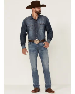 Rock & Roll Denim Men's Hooey Light Vintage Wash Revolver Stretch Slim Straight Jeans -Western Cowboy Clothing 2000351106 400 P3