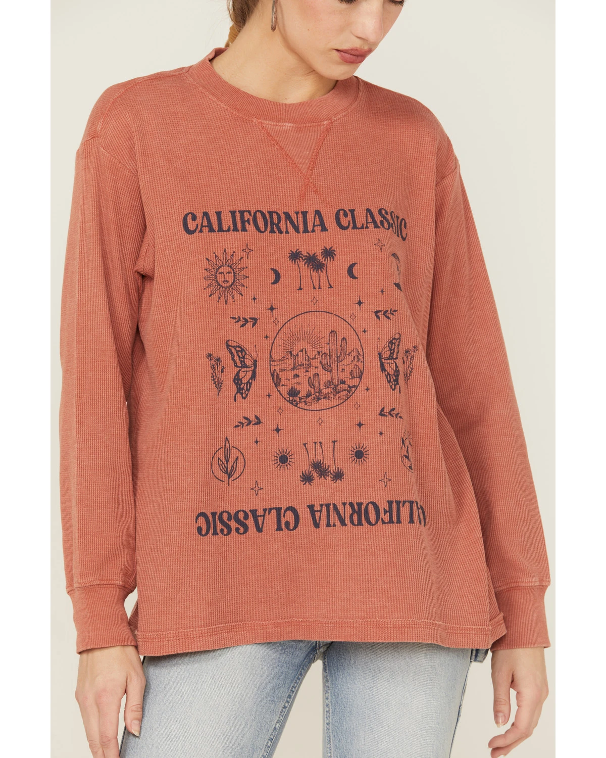 Cleo + Wolf Women's California Classic Graphic Thermal Pullover Sweatshirt 2 Cleo + Wolf Women's California Classic Graphic Thermal Pullover Sweatshirt - Image 2