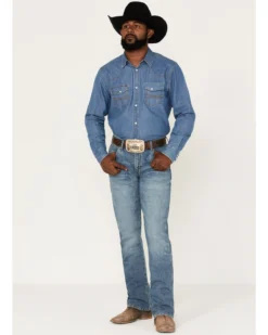 Wrangler Retro Green Men's Valley Light Wash Stretch Slim Bootcut Jeans