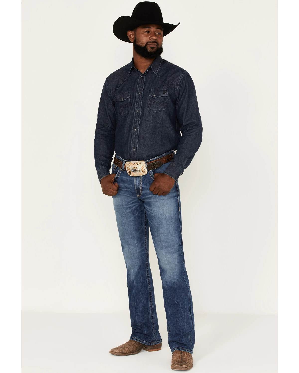 Rock 47 By Wrangler Men's Baltic Light Medium Wash Stretch Slim Bootcut Jeans 1 Rock 47 By Wrangler Men's Baltic Light Medium Wash Stretch Slim Bootcut Jeans