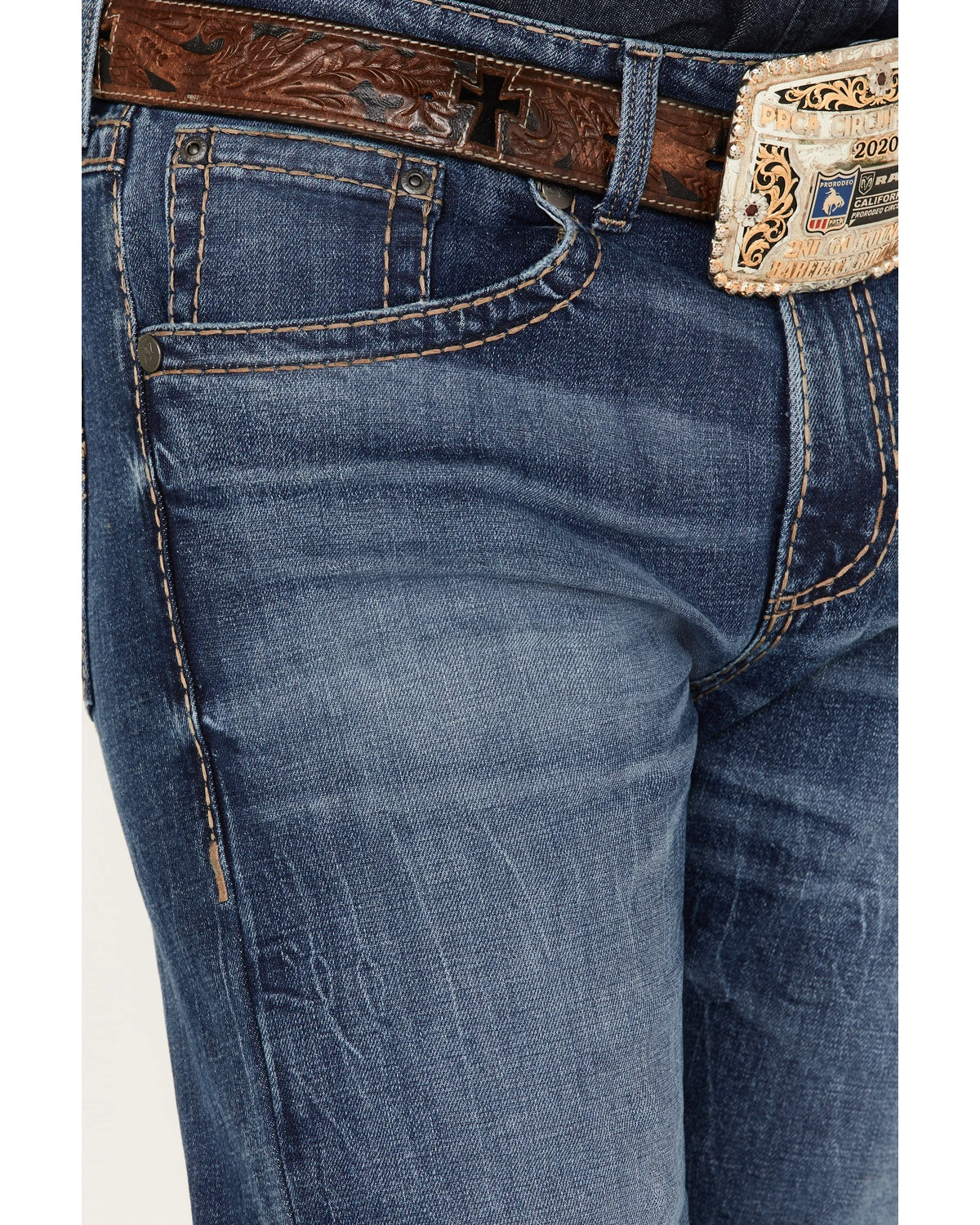 Rock 47 By Wrangler Men's Baltic Light Medium Wash Stretch Slim Bootcut Jeans 2 Rock 47 By Wrangler Men's Baltic Light Medium Wash Stretch Slim Bootcut Jeans - Image 2