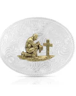 Montana Silversmiths American Beauty Filigree Christain Cowboy Belt Buckle