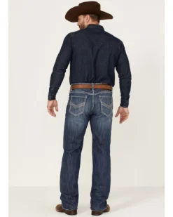 Rock & Roll Denim Men's Dark Wash Double Barrel Stretch Relaxed Straight Jeans