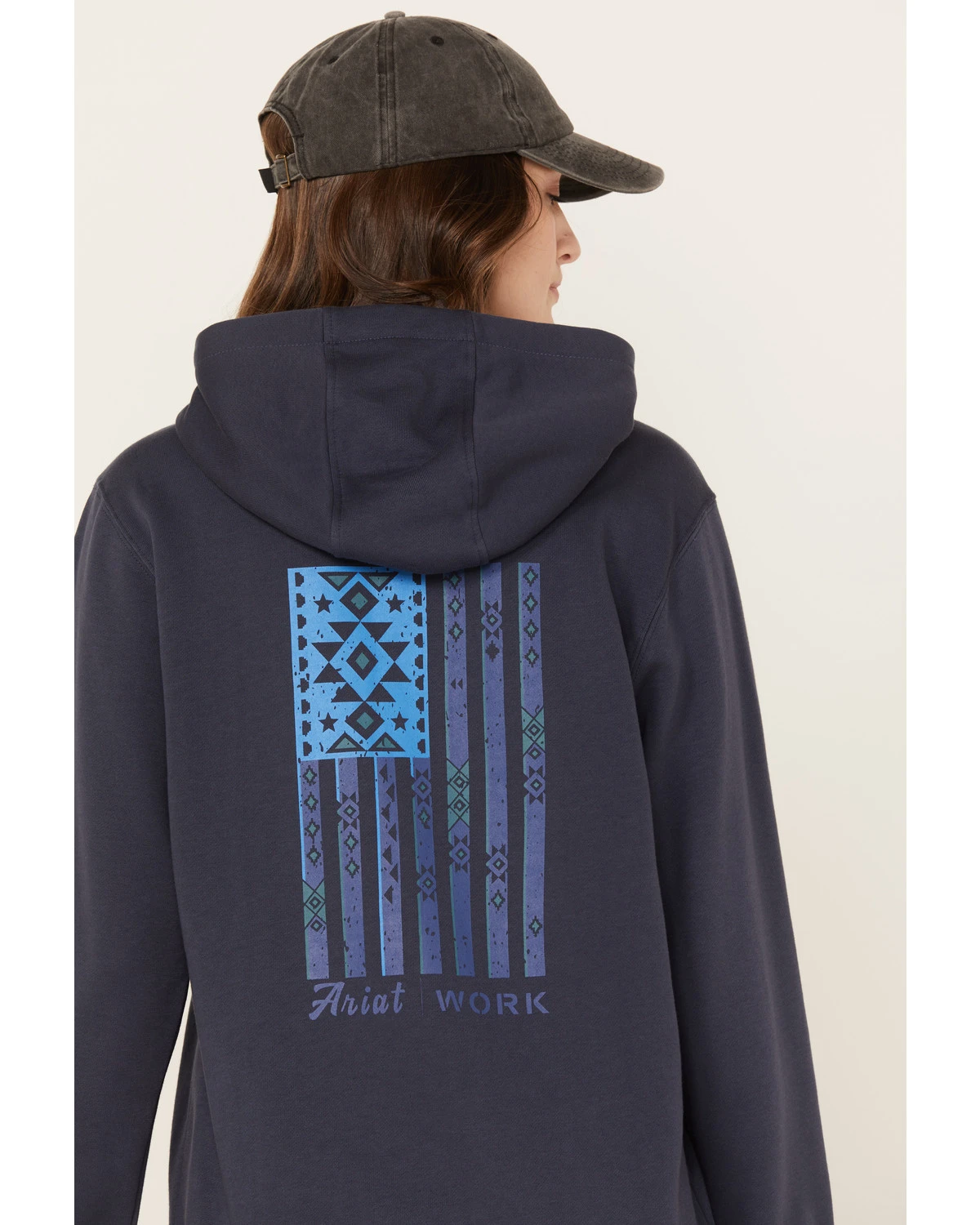 Ariat Women's Rebar Southwestern Flag Graphic Hooded Work Sweatshirt 2 Ariat Women's Rebar Southwestern Flag Graphic Hooded Work Sweatshirt - Image 2