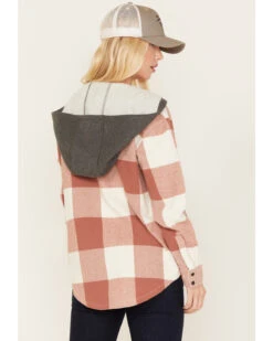 Cleo + Wolf Women's Buffalor Plaid Print Hooded Flannel Shirt -Western Cowboy Clothing 2000380772 200 P4