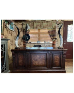 Shawnee Trading Post Mounted Genuine Longhorn Stands On Cowhide Base -Western Cowboy Clothing 2000382548 200 P3