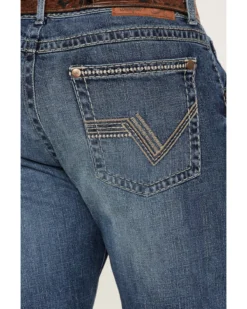 Rock 47 By Wrangler Men's Marina Del Ray Medium / Dark Wash Slim Bootcut Stretch Denim Jeans -Western Cowboy Clothing 2000384276 400 P4