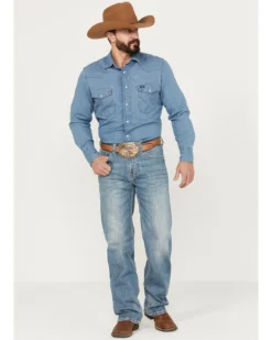 Rock & Roll Denim Men's Double Barrel Light Vintage Wash Relaxed Straight Stretch Jeans 6 Rock & Roll Denim Men's Double Barrel Light Vintage Wash Relaxed Straight Stretch Jeans -Western Cowboy Clothing 2000387623 412 P3