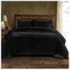 HiEnd Accents Black Stella Faux Silk & Velvet Super King 3-Piece Duvet Cover Set