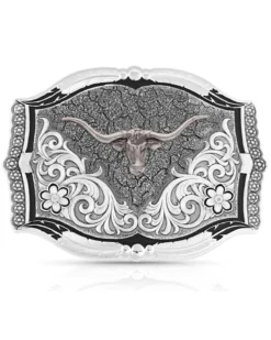 Montana Silversmiths Cracked Earth Monochrome Longhorn Buckle