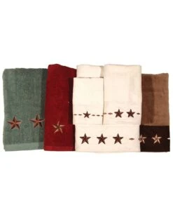 HiEnd Accents Three-Piece Embroidered Star Bath Towel Set - Cream